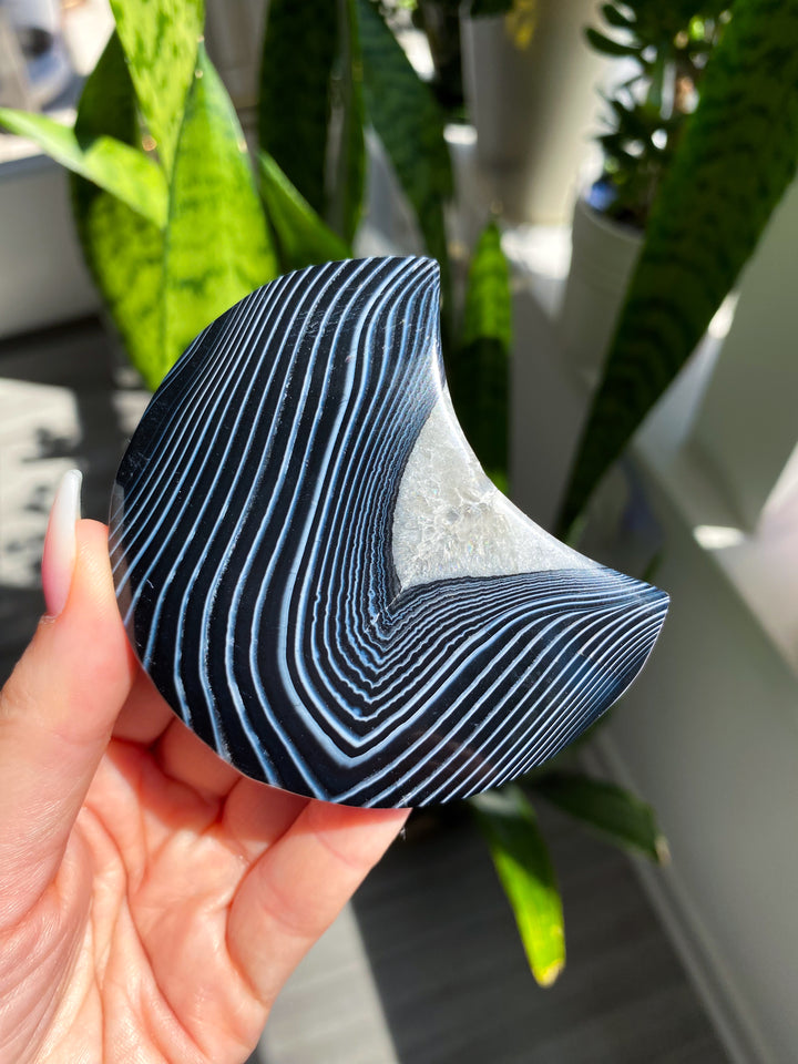Black Agate Moon on Stand #2