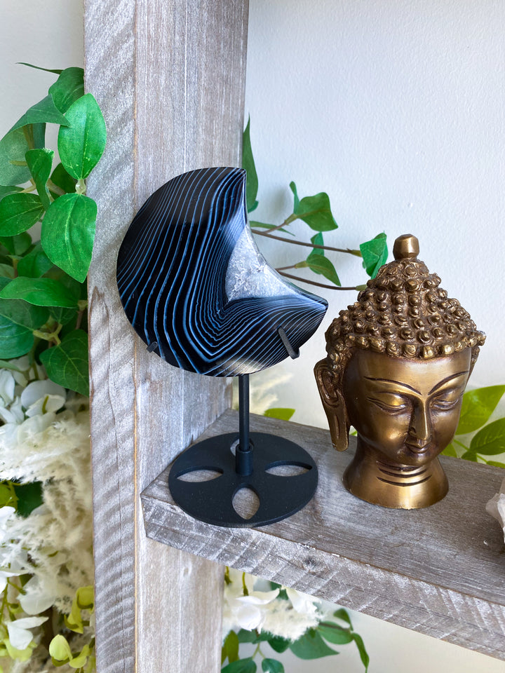 Black Agate Moon on Stand #2