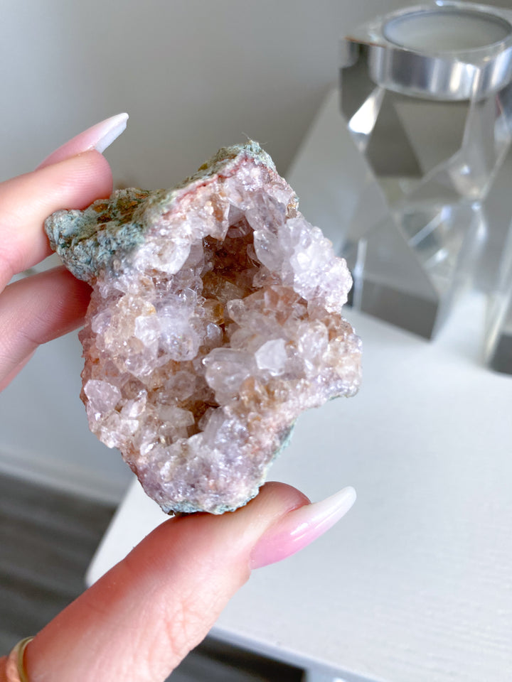 Pink Amethyst & Clear Quartz Cluster - EPIC Sparkle