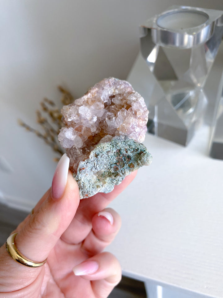 Pink Amethyst & Clear Quartz Cluster - EPIC Sparkle