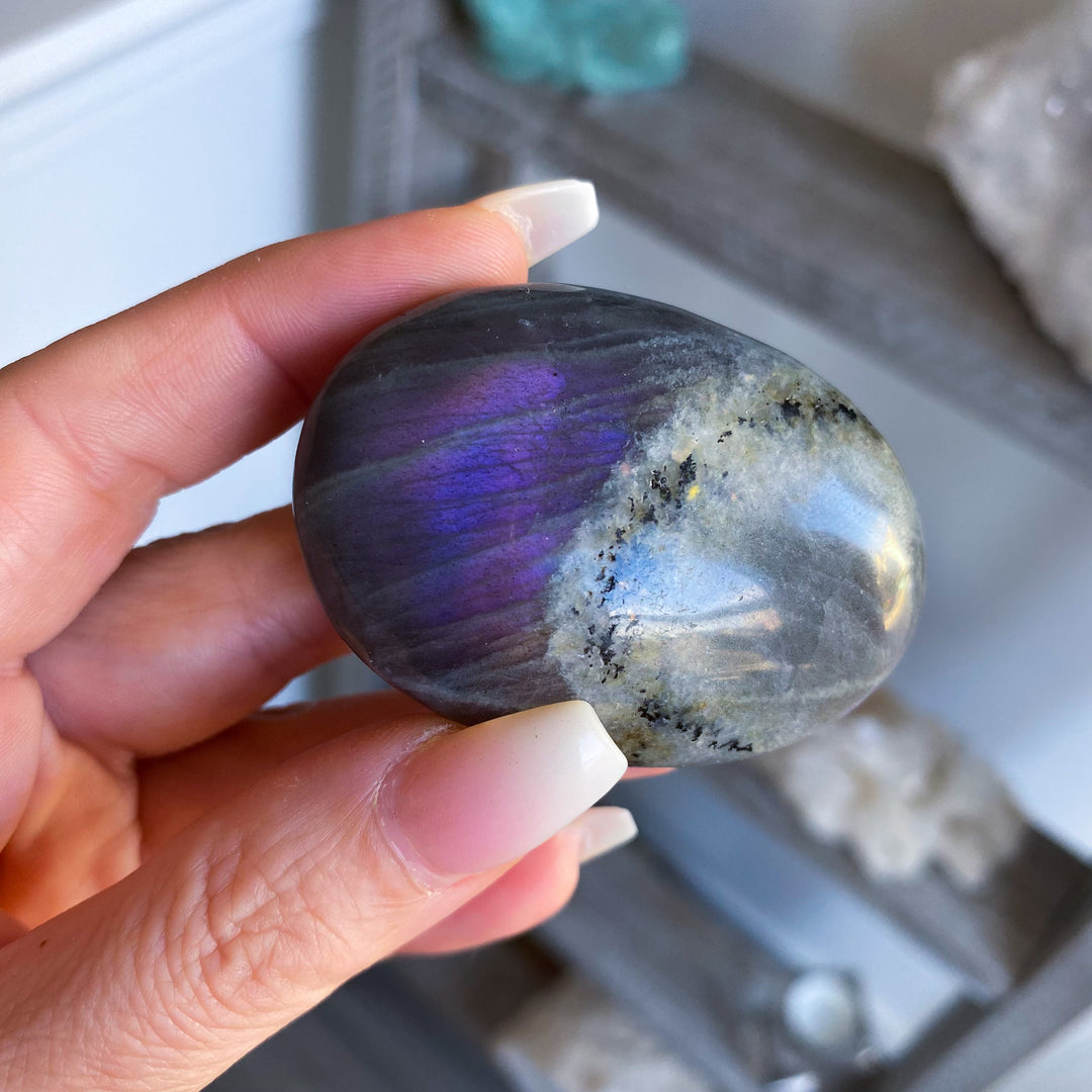 Flashy Sunset Labradorite Palm Stone 