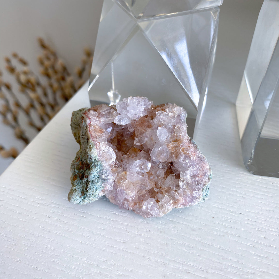 Pink Amethyst & Clear Quartz Cluster - EPIC Sparkle