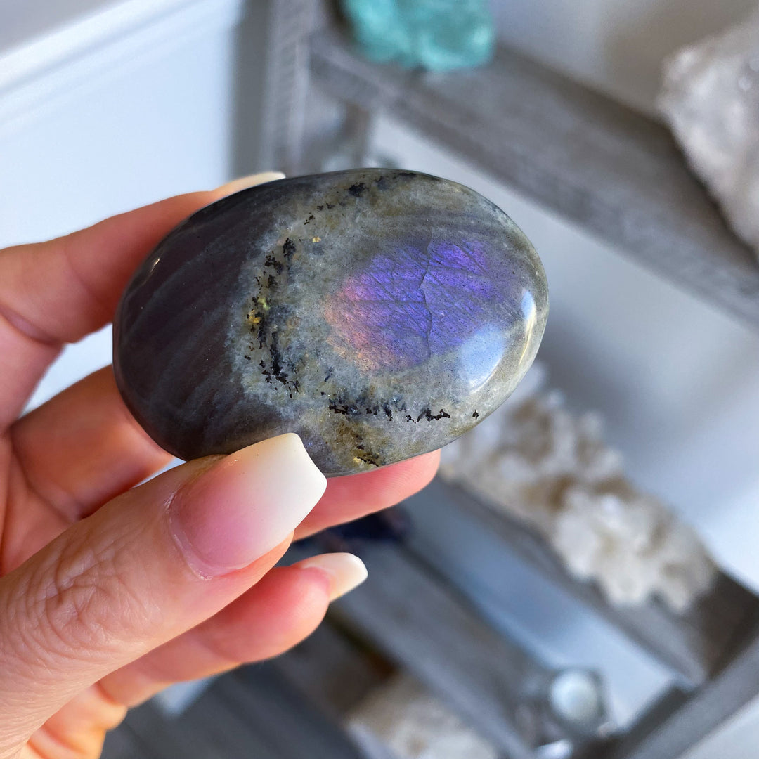 Flashy Sunset Labradorite Palm Stone 