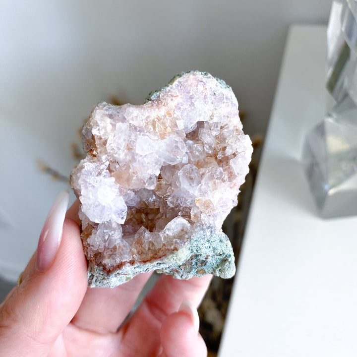 Pink Amethyst & Clear Quartz Cluster - EPIC Sparkle