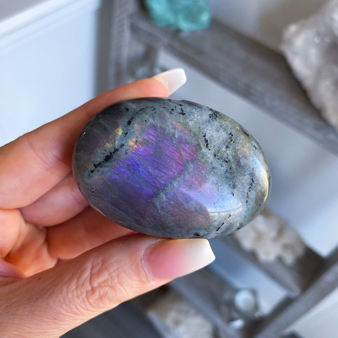 Flashy Sunset Labradorite Palm Stone 