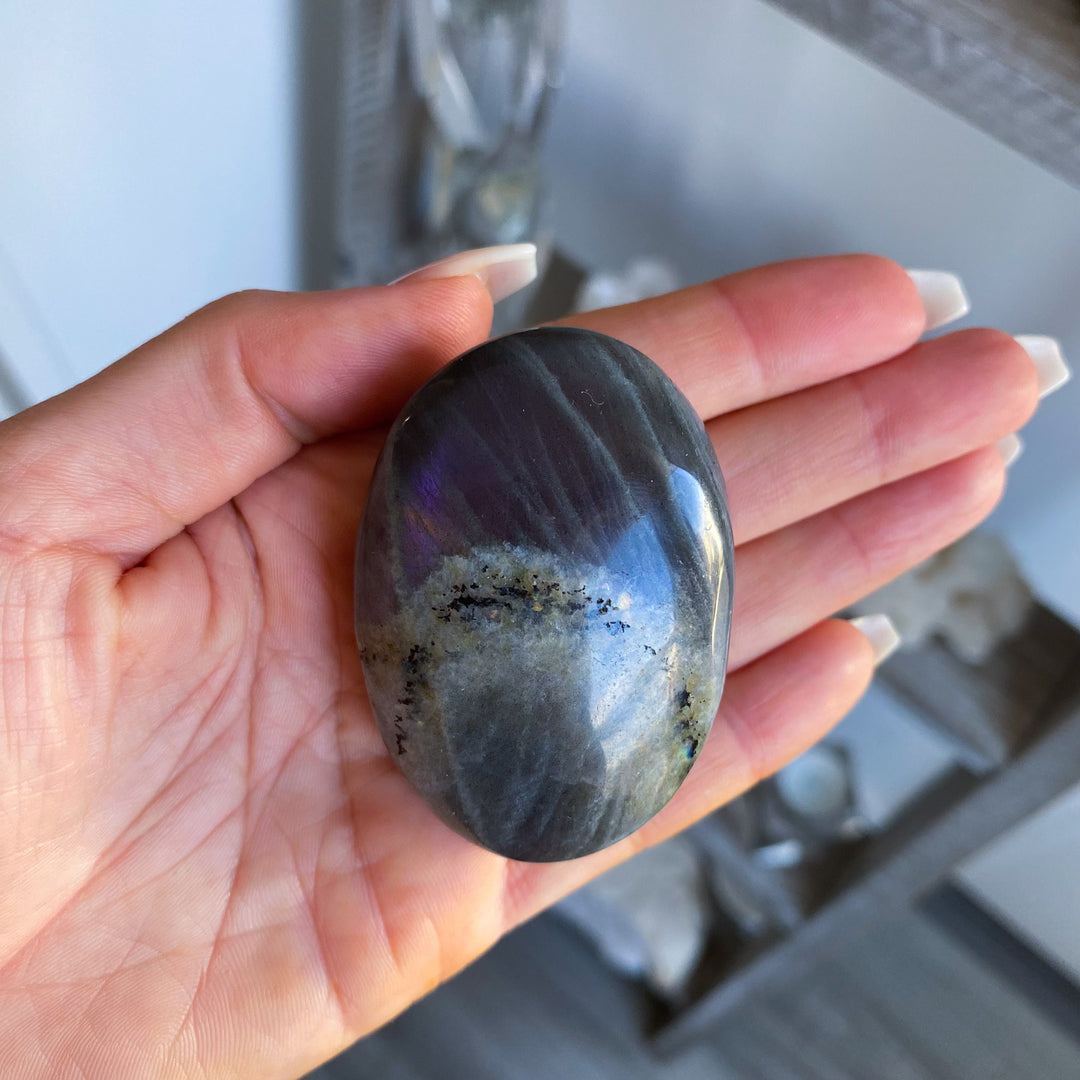 Flashy Sunset Labradorite Palm Stone 