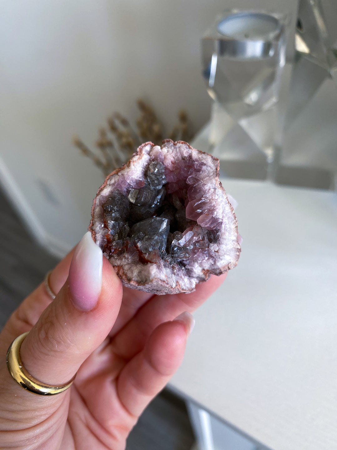 Pink Amethyst Geode w/ Iron #9