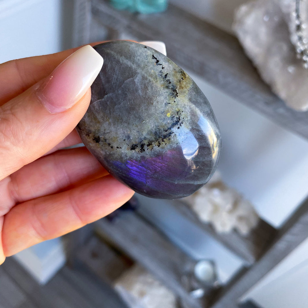 Flashy Sunset Labradorite Palm Stone 
