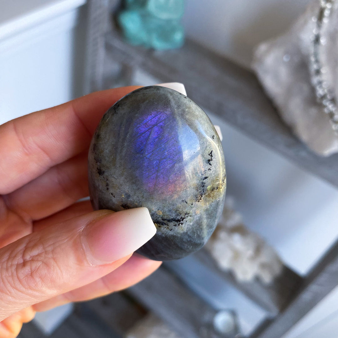 Flashy Sunset Labradorite Palm Stone 