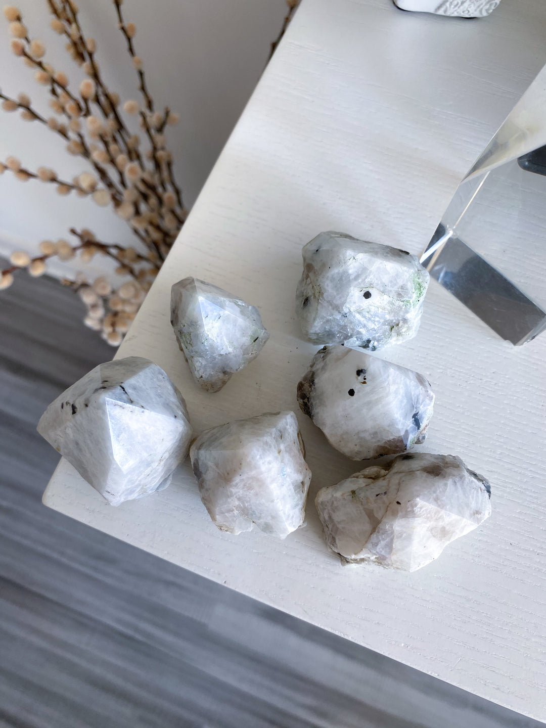 Imperfect Rainbow Moonstone Top Polish - Mostly White