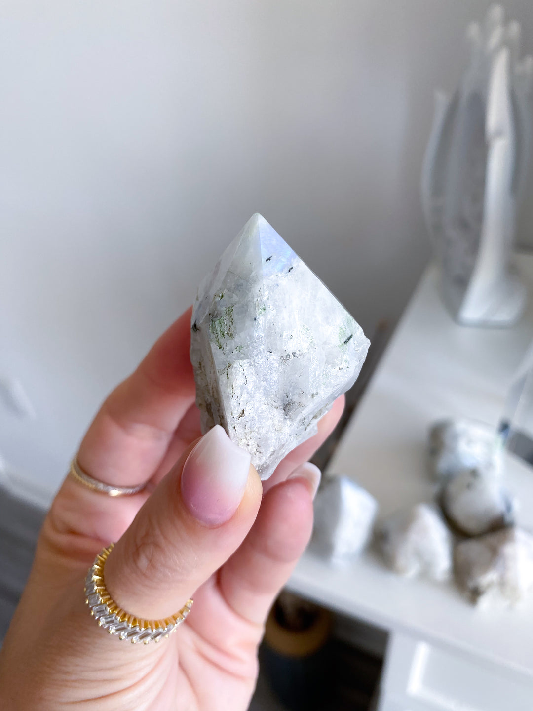 Imperfect Rainbow Moonstone Top Polish - Mostly White