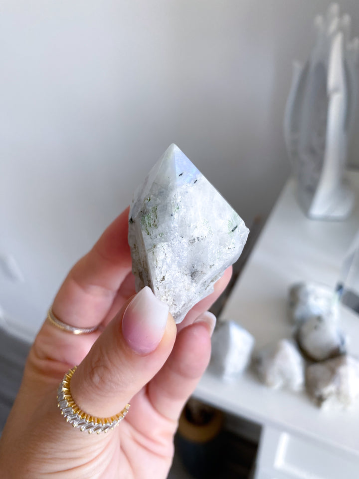Imperfect Rainbow Moonstone Top Polish - Mostly White