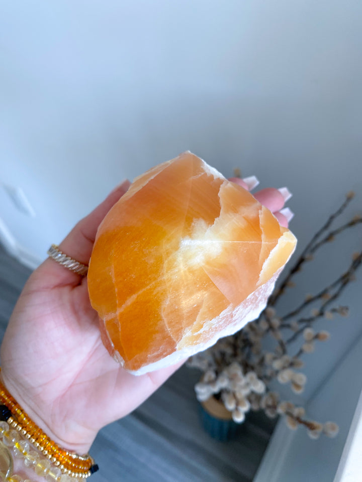 Chunky 1.2lb Orange Calcite Top Polish