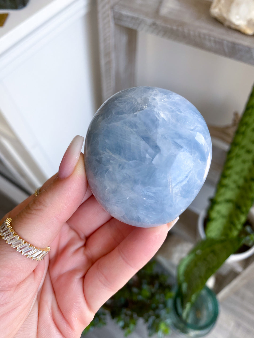 Large High Quality Blue Calcite Palm #1