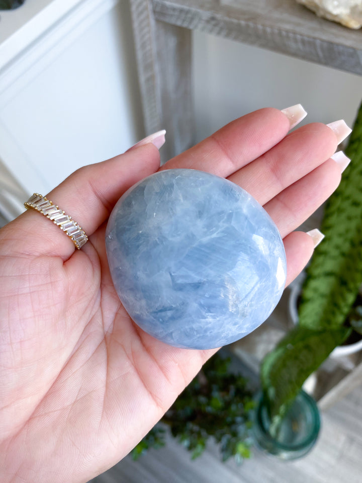 Large High Quality Blue Calcite Palm #1