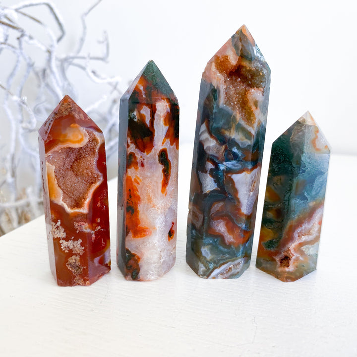 Carnelian & Moss Agate Tower - Your Choice