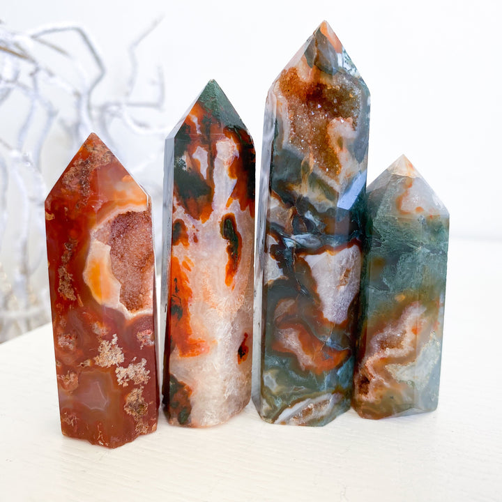 Carnelian & Moss Agate Tower - Your Choice