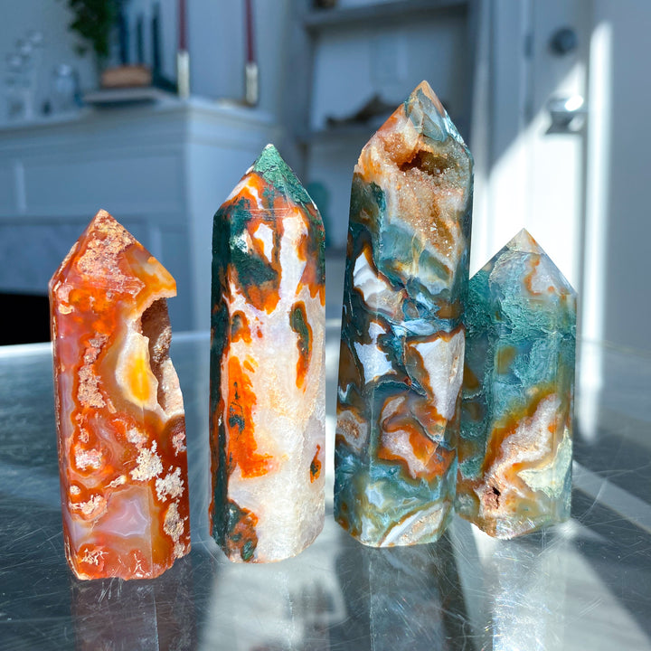 Carnelian & Moss Agate Tower - Your Choice