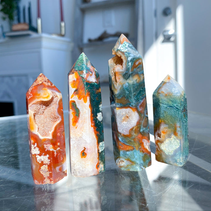 Carnelian & Moss Agate Tower - Your Choice