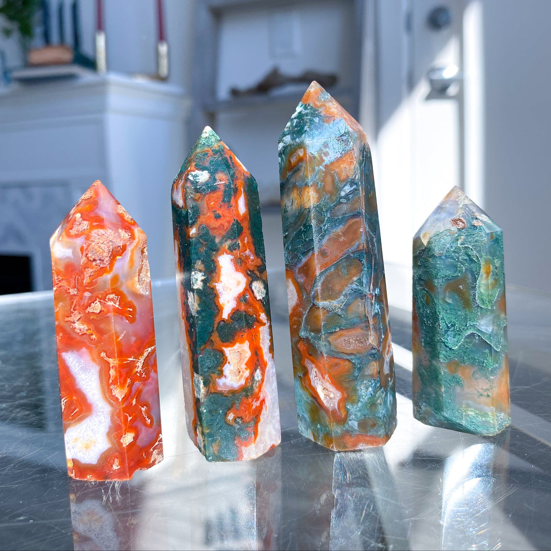 Carnelian & Moss Agate Tower - Your Choice
