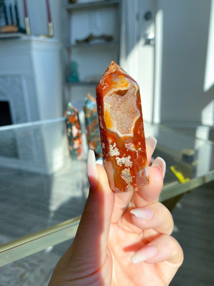 Carnelian & Moss Agate Tower - Your Choice