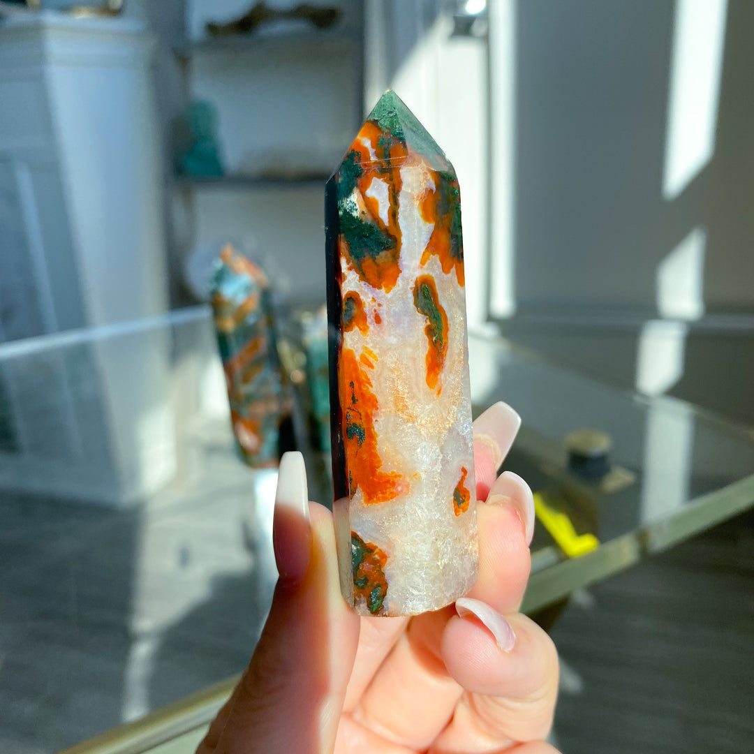Carnelian & Moss Agate Tower - Your Choice