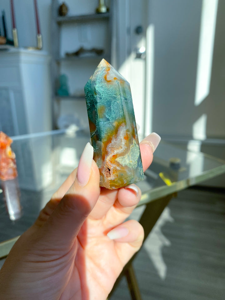 Carnelian & Moss Agate Tower - Your Choice