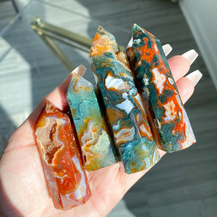 Carnelian & Moss Agate Tower - Your Choice