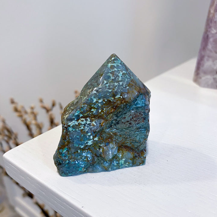 African Turquoise Top Polish Point Stone #5 - Get Exact Piece