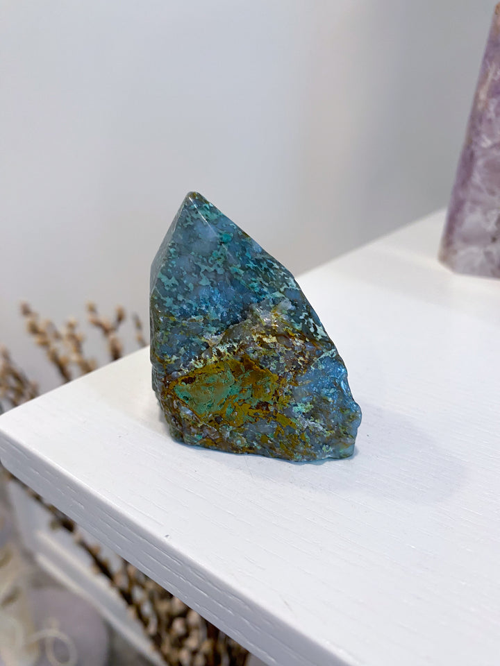 African Turquoise Top Polish Point Stone #5 - Get Exact Piece