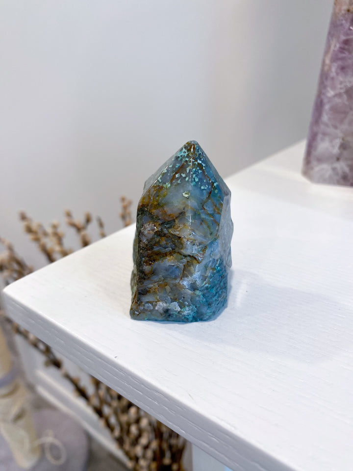 African Turquoise Top Polish Point Stone #5 - Get Exact Piece