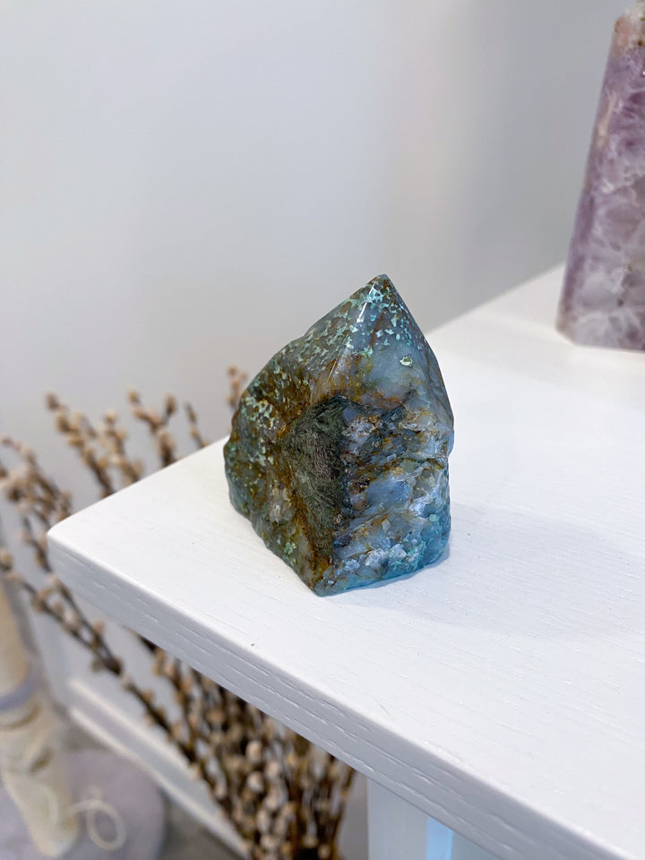 African Turquoise Top Polish Point Stone #5 - Get Exact Piece