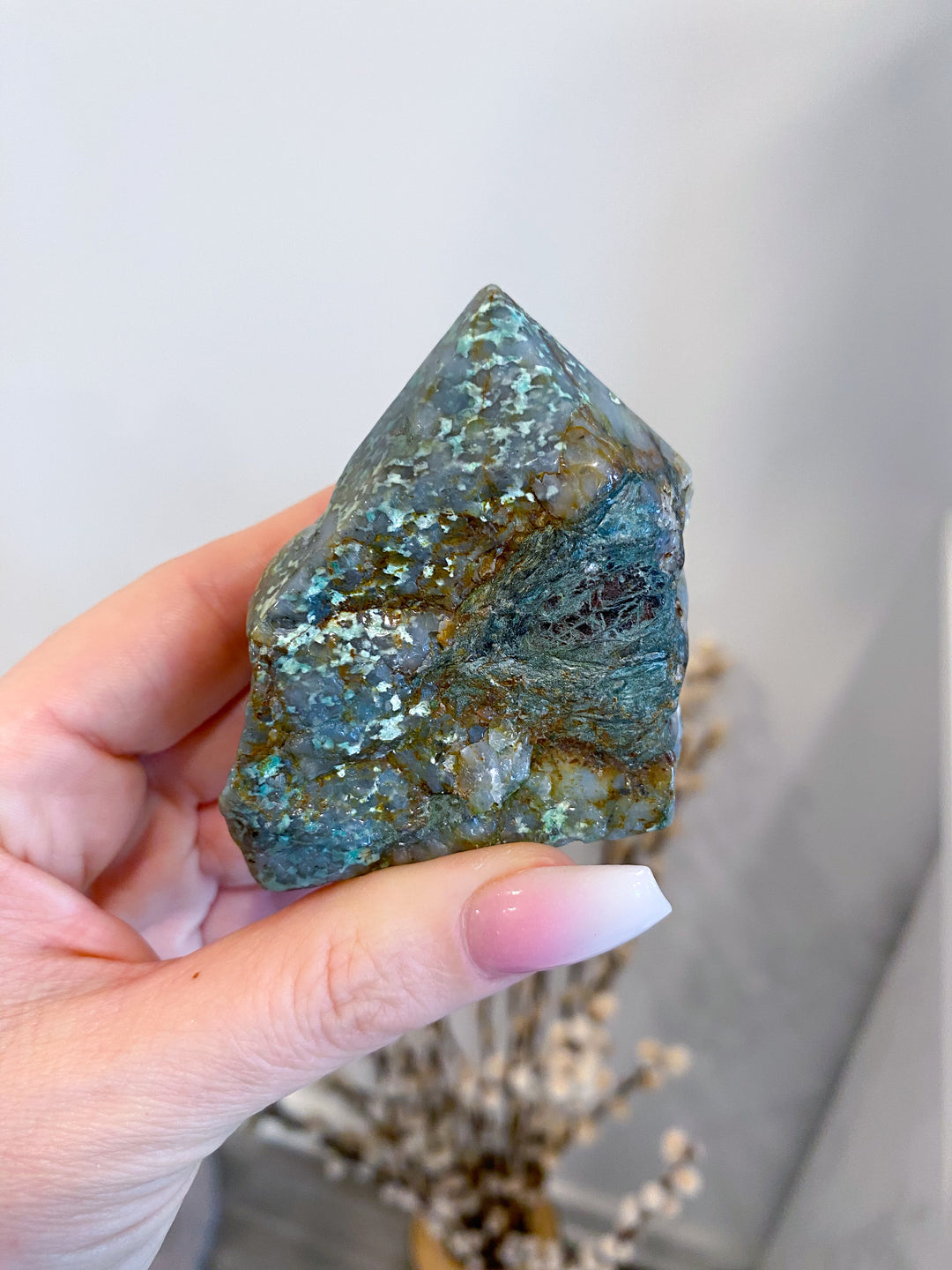 African Turquoise Top Polish Point Stone #5 - Get Exact Piece