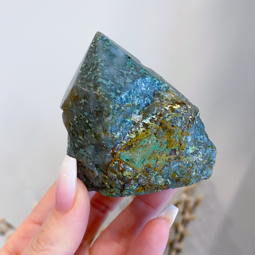 African Turquoise Top Polish Point Stone #5 - Get Exact Piece
