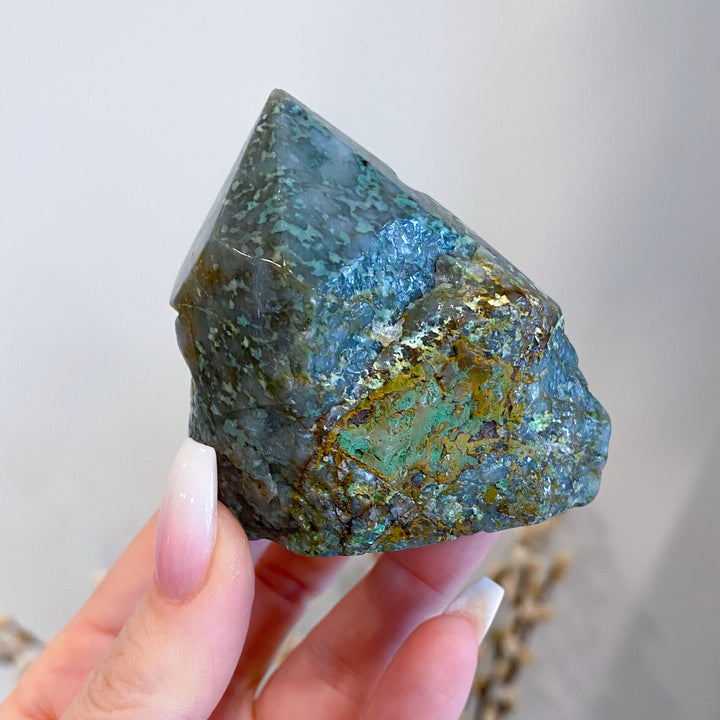 African Turquoise Top Polish Point Stone #5 - Get Exact Piece