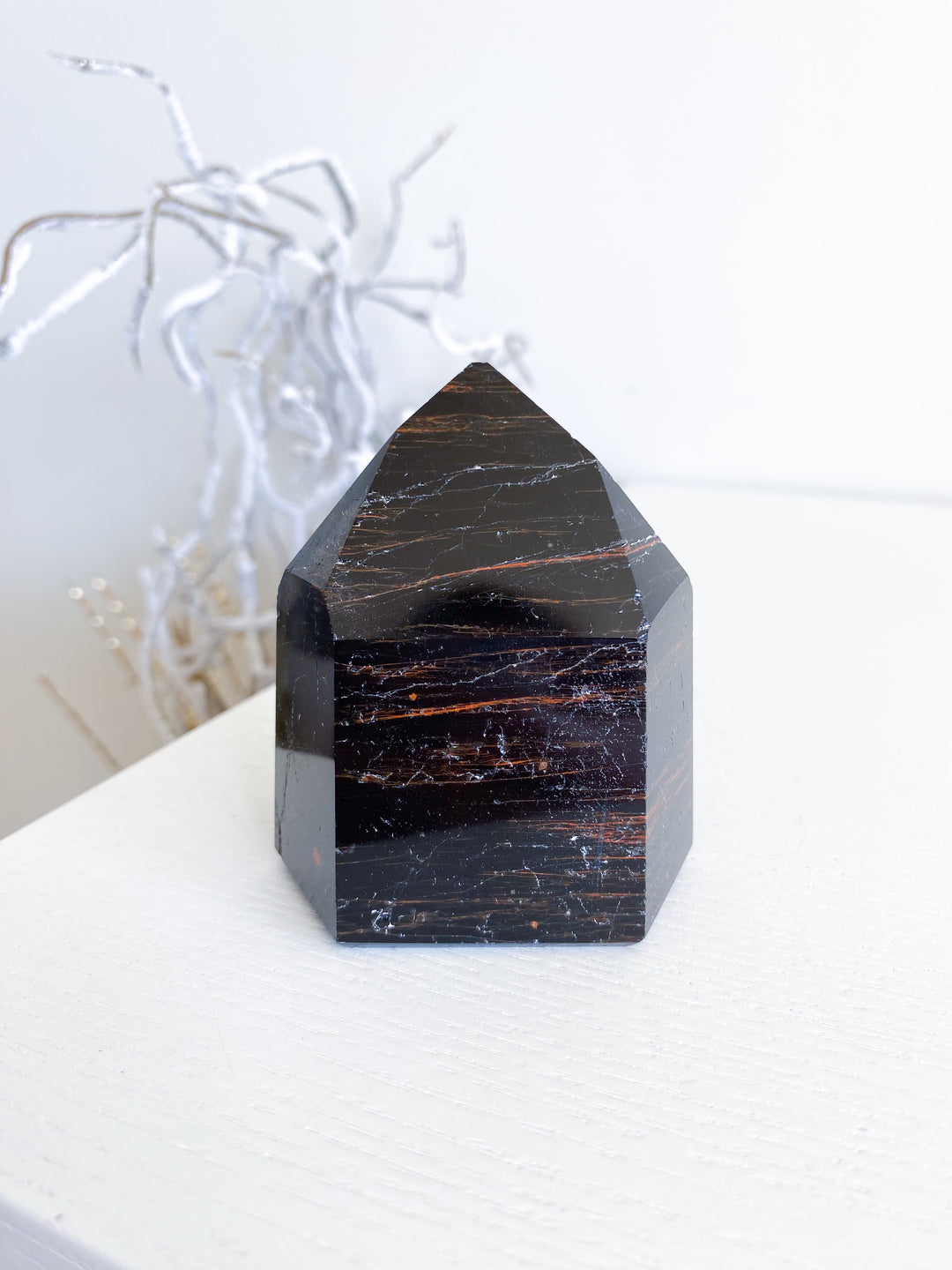 Chunky Black Tourmaline Tower with Hematite #4