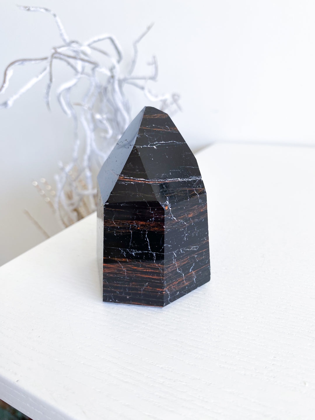 Chunky Black Tourmaline Tower with Hematite #4