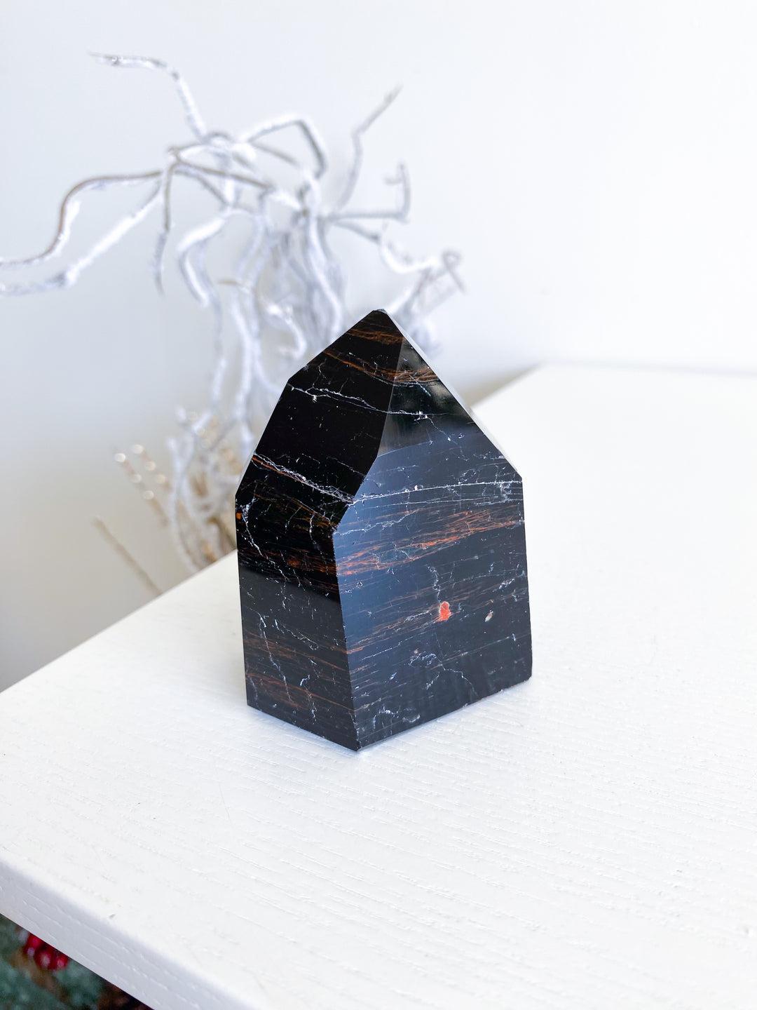 Chunky Black Tourmaline Tower with Hematite #4