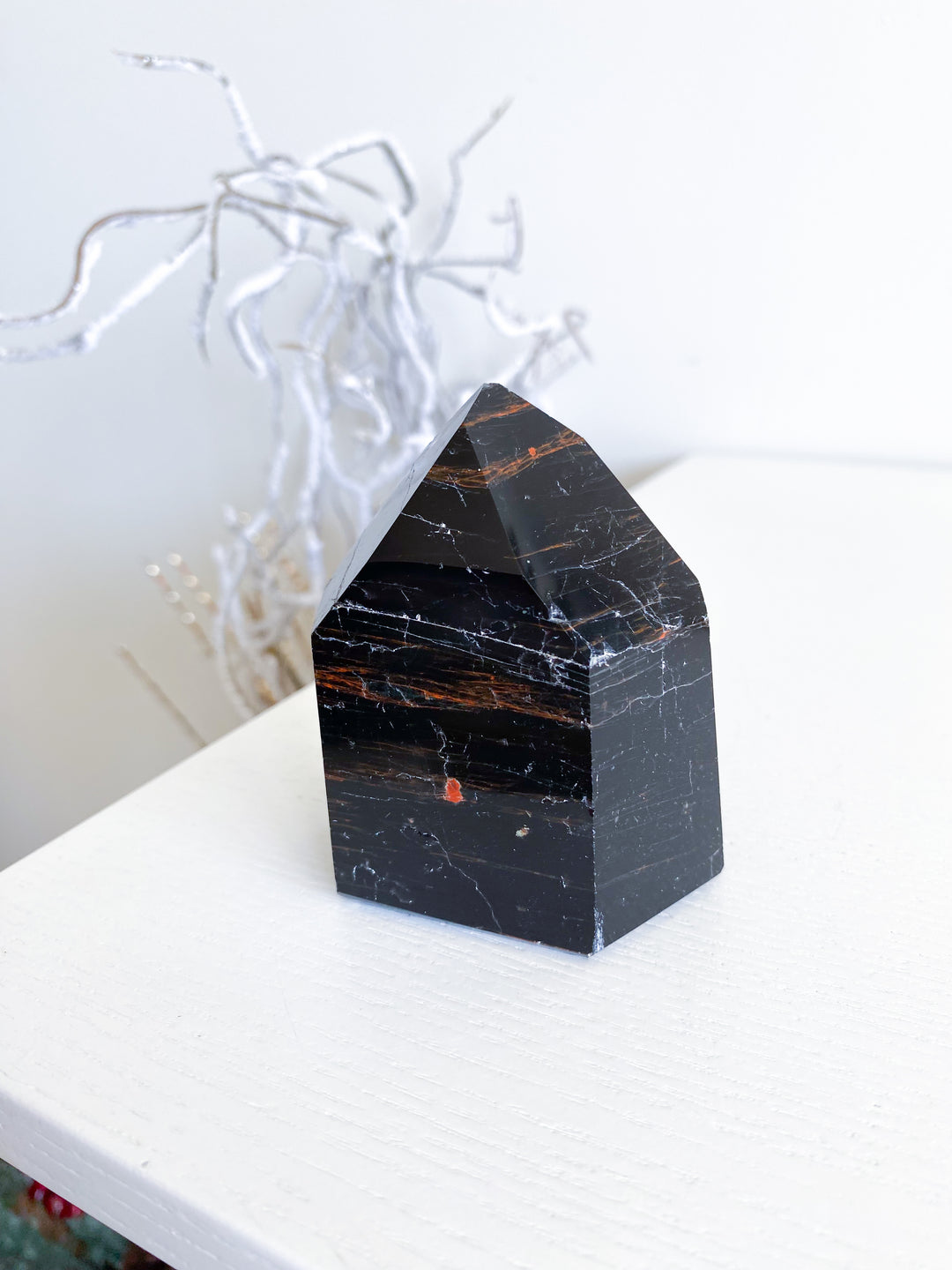 Chunky Black Tourmaline Tower with Hematite #4