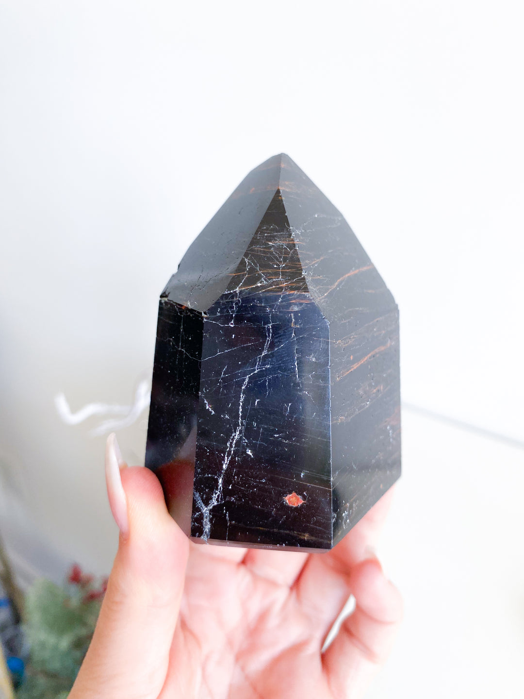 Chunky Black Tourmaline Tower with Hematite #4