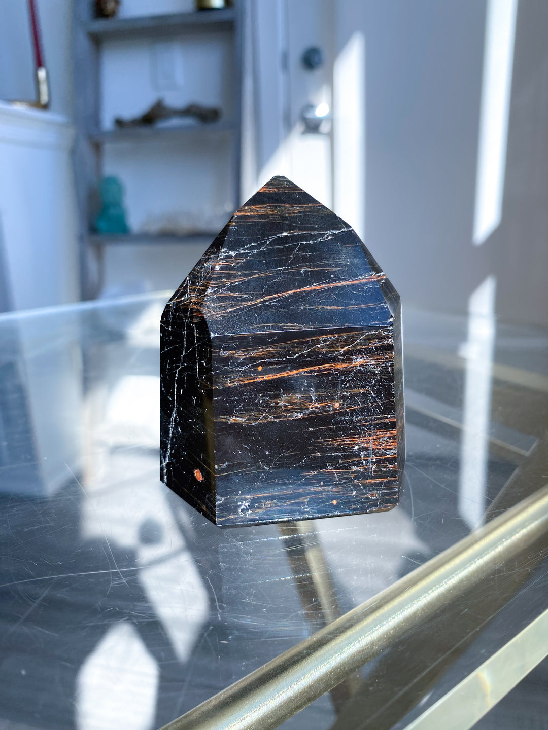 Chunky Black Tourmaline Tower with Hematite #4