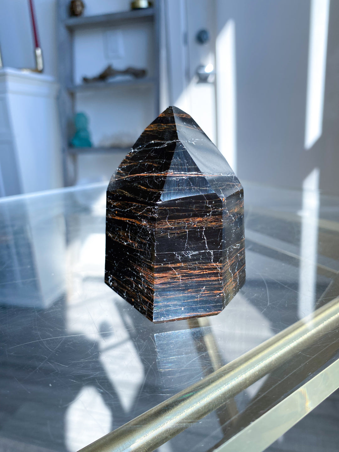 Chunky Black Tourmaline Tower with Hematite #4