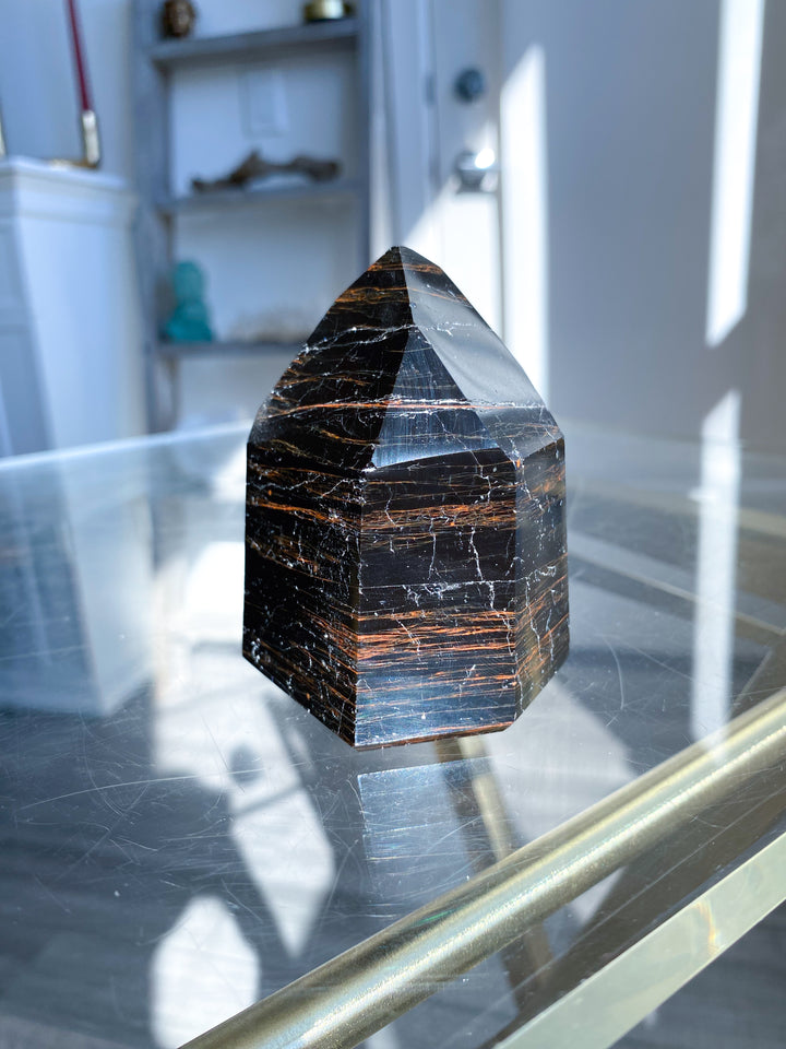 Chunky Black Tourmaline Tower with Hematite #4