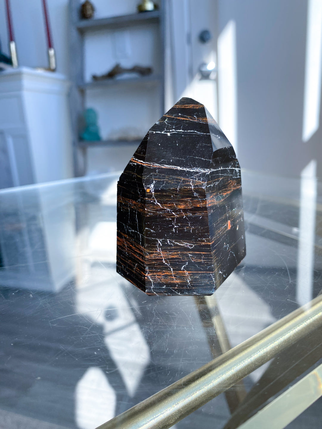 Chunky Black Tourmaline Tower with Hematite #4