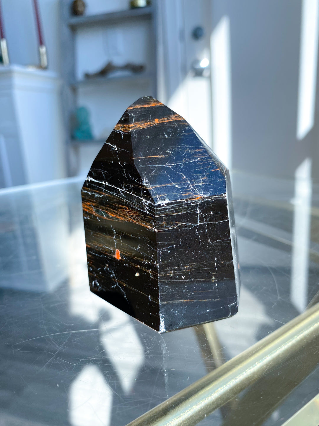 Chunky Black Tourmaline Tower with Hematite #4