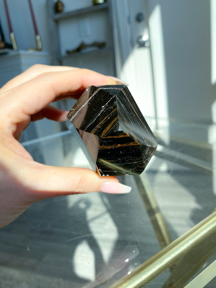 Chunky Black Tourmaline Tower with Hematite #4