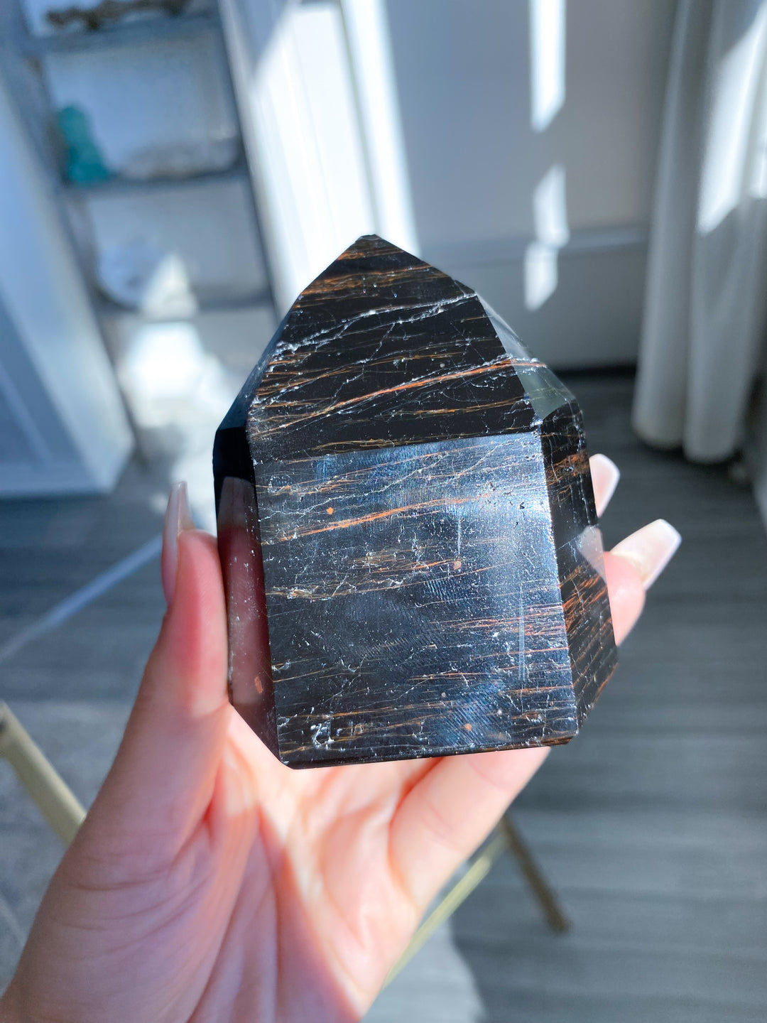 Chunky Black Tourmaline Tower with Hematite #4