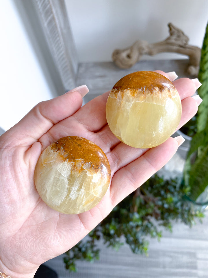 Lemon Calcite Coin w/ Siderite
