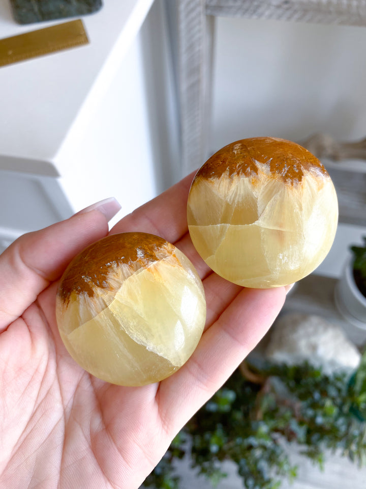 Lemon Calcite Coin w/ Siderite