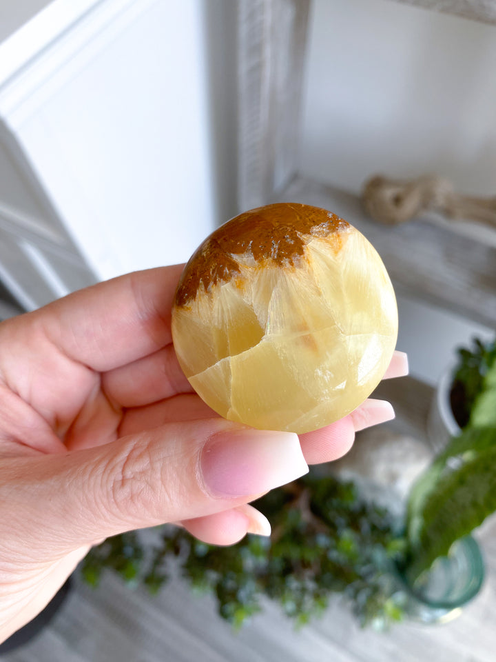 Lemon Calcite Coin w/ Siderite